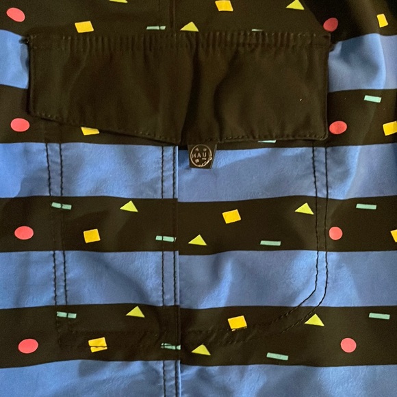 Maui and Sons Blue Geometric Swim Board Shorts Size 32 - Picture 11 of 16